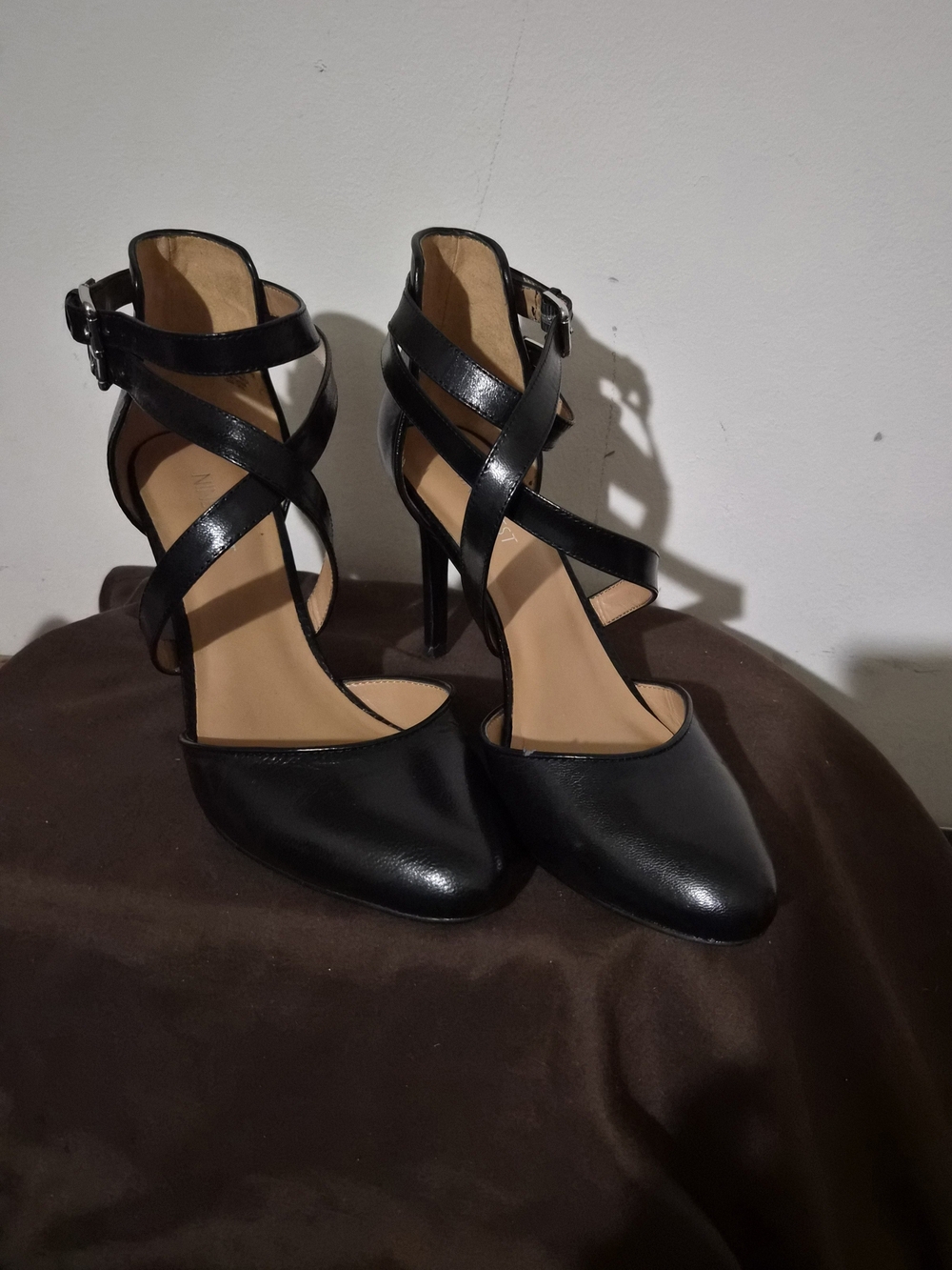Nine West Black Strappy Crisscross Stiletto Heels